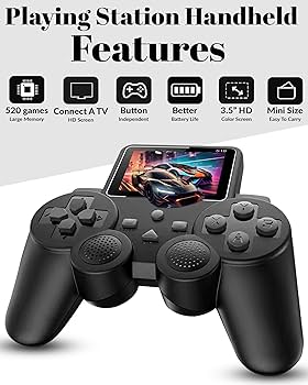 DXP S10 Handheld Game Console for Kids 520 Retro Video Games Classic Rechargeable Console with TV Support Kids Video Game Set Pocket Gamer Experience Includes Mario Game