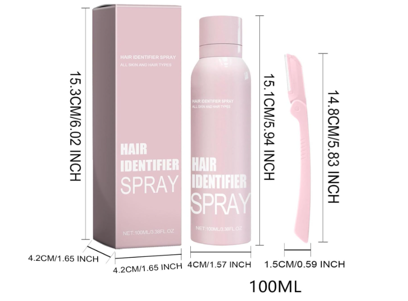 Hair Identifier Spray for Face Shaving and Dermaplaning | No Irritation Depilatory Soothing Spray for Skin and Body | Quick & Easy Hair Removal for Smooth, Flawless Skin